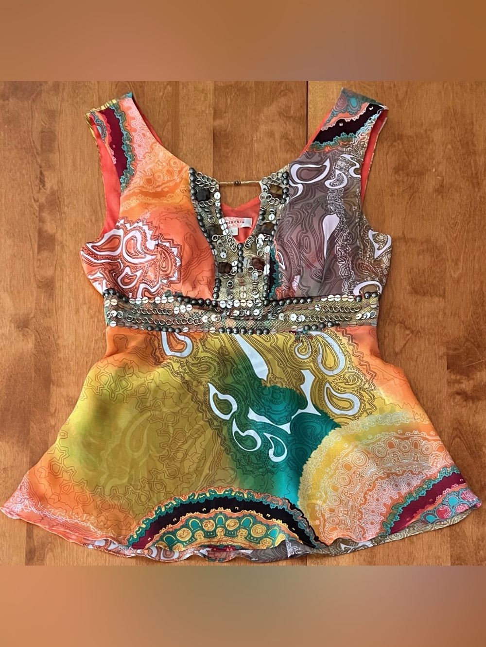 Marineblu Beaded Sleeveless Blouse